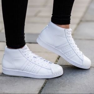 Women's all white metal toe adidas